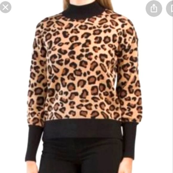Rachel Zoe Sweaters - Nwot Rachel Zoe S Contrast Leopard Turtleneck Pullover Sweater